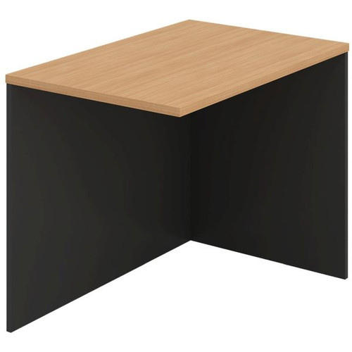OM Classic Reception Desk Return 900Wx720Hx600mmD Full Modesty Beech and Charcoal