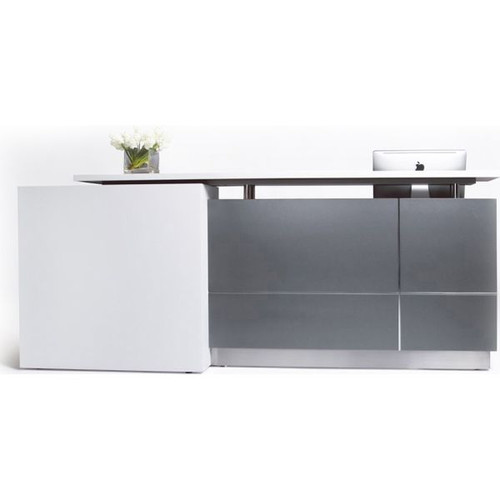 Calvin Reception Counter 2100Wx950Dx1150mmH Metallic Grey/Matte White