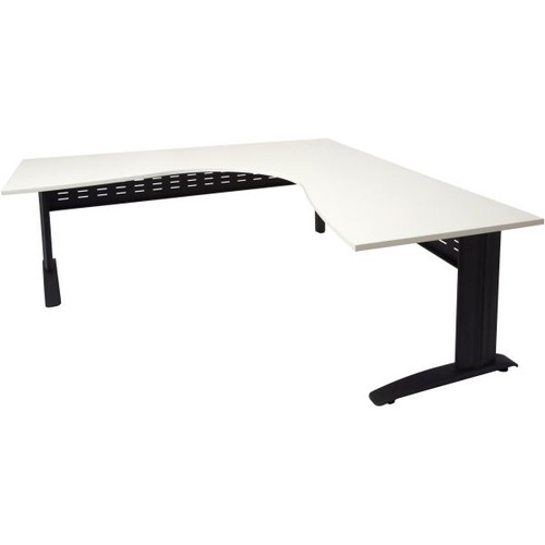 Rapid Span Cockpit Corner Desk 1800Wx1800Wx700mmD White Top Black Steel Frame