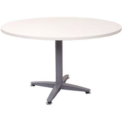 Rapid Span Four Star Round Meeting Table 1200mm Diam White Top Silver Steel Base