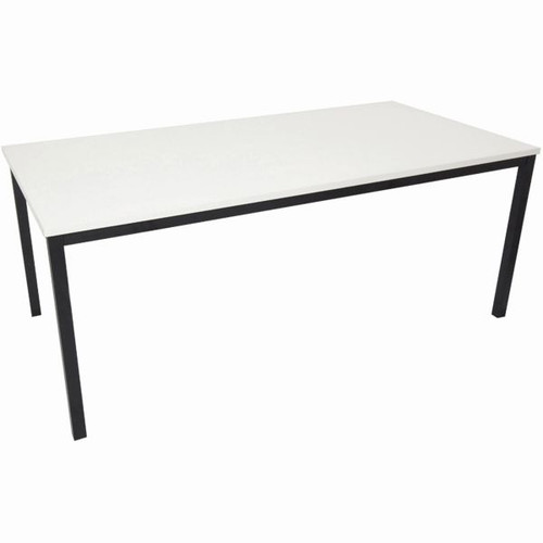 Steel Frame Education Table 1200Wx600mmD with 40mm Black Tube Frame and White Top