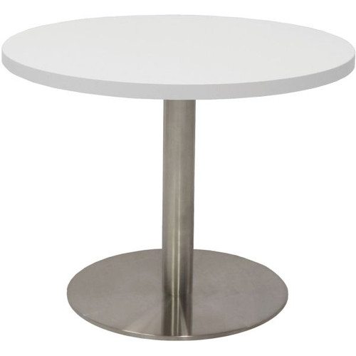 Rapidline Round Coffee Table 600mm Diam Top Natural White Stainless Steel
