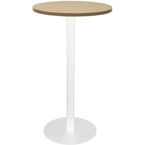Rapidline Round Dry Bar Table 600mm Diam Top Natural Oak White Satin
