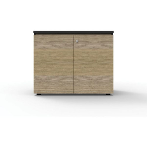 Deluxe Infinity Swing 2 Door Cupboard 730Hx900Wx600mmD Natural Oak with Black Edge