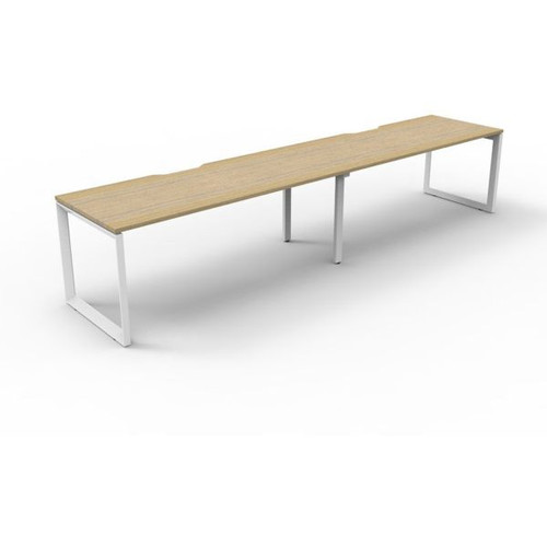 Deluxe Loop Workstation 2 Person No Screen 1800Wx750D Oak Top White Single Frame