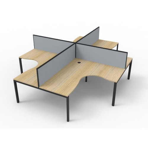 Deluxe Profile Corner Workstation 1800Wx1500Wx750D Oak Top Black Quad Frame