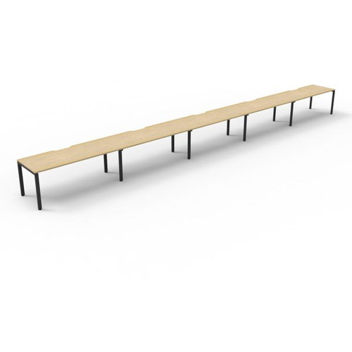 Deluxe Profile Workstation 5 Person No Screen 1500Wx750D Oak Top Black Single Frame