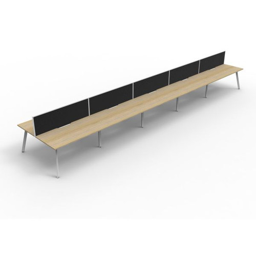 Eternity Workstation 10 Person With Screen 1200Wx750D Oak Top White Double Frame