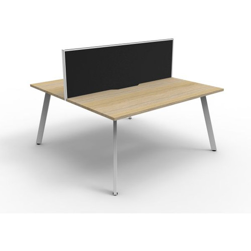 Eternity Workstation 2 Person With Screen 1200Wx750D Oak Top White Double Frame