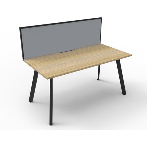 Eternity Straight Desk With Screen 1200Wx750D Oak Top Black Single Frame