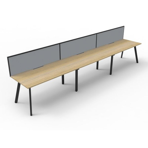 Eternity Workstation 3 Person With Screen 1500Wx750D Oak Top Black Single Frame