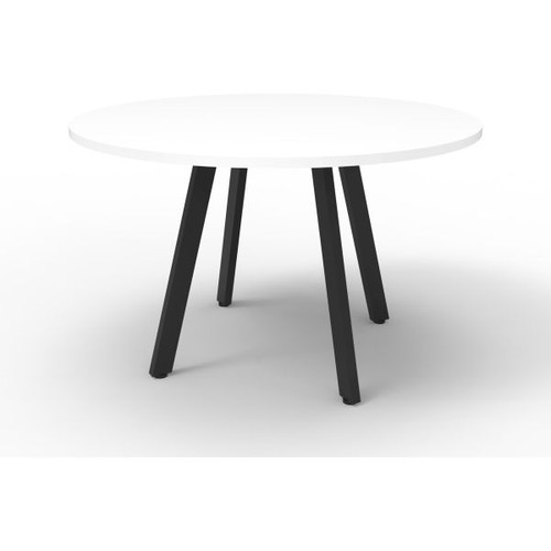 Eternity Round Meeting Table 1200mm Diam Top White Top Black Base