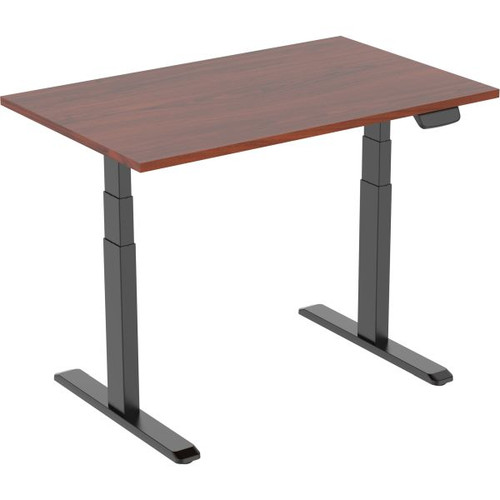 Ergovida Sit-Stand Desk Straight Electric Black Frame Dark Walnut 1500 x 750mm Top