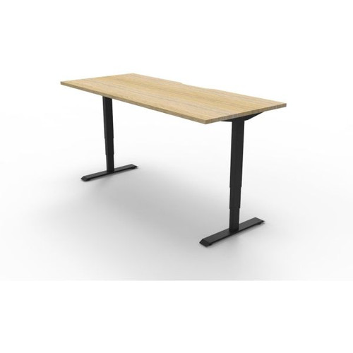 BOOST HEIGHT ADJUSTABLE WORKSTATION 1200 X 750MM NATURAL OAK TOP / BLACK FRAME