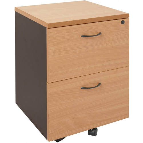 RAPID WORKER 2 DRAWER MOBILE PEDESTAL - BEECH/IRONSTONE