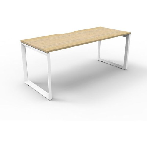 DELUXE RAPID INFINITY LOOP END LEG Workstation 1800x700mm 1 Person Singleside No Screen Natural Oak White Satin Finish