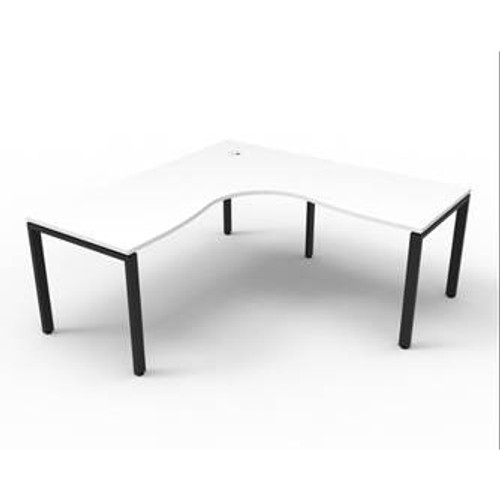 Deluxe Profile Corner Desk 1500Wx1500Wx750D White Top Black Frame