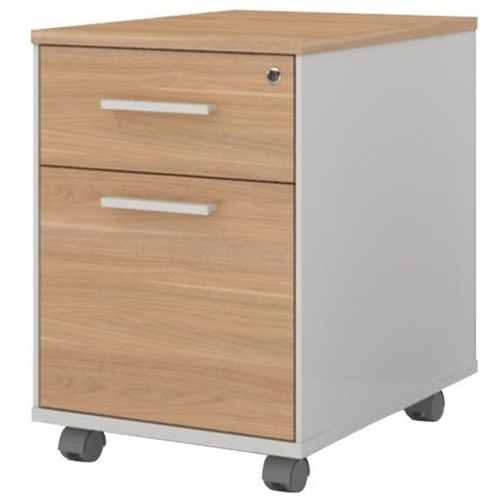 POTENZA MOBILE PEDESTAL W 900 x D 450 x H 1800mm Virginia Walnut/White