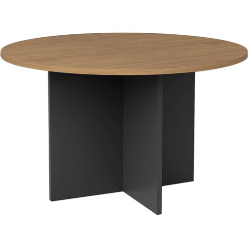 OM Premiere Round Meeting Table 1200D x 720mmH Regal Walnut and Charcoal