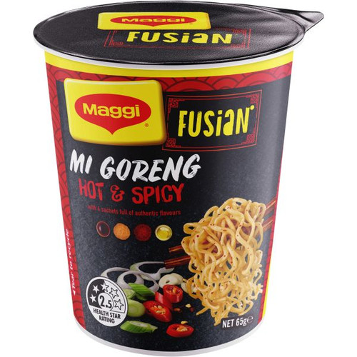 Maggi Cup Fusian Hot & Spicy Noodles 65g Pack of 6