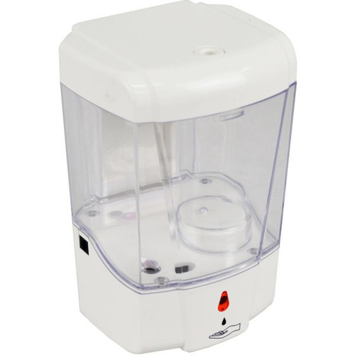 ITALPLAST Touchless Liquid Soap Dispenser 600mL - White / Clear Cylinder, Each