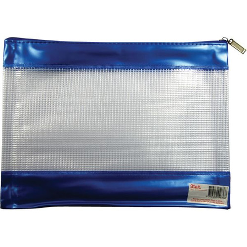 Stat PVC Mesh Pencil Case 278 x 200mm Blue and Clear