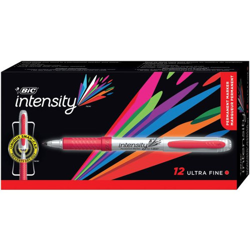 Bic Intensity Permanent Marker Ultra Fine Red Box 12