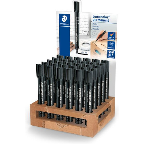 Staedtler 352 Lumocolor Permanent Marker 2.0mm Bullet Tip - Display Pack of 30 Black