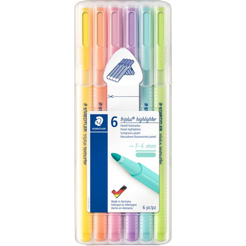 Staedtler 34 Triplus Textsurfer Pastel Highlighters Wallet of 6 Assorted Pastel Colours