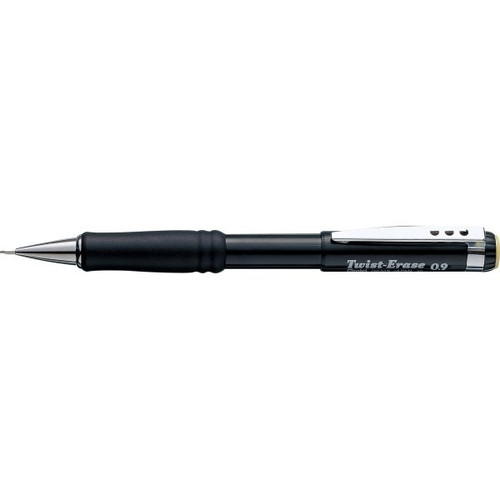 Pentel Qe519 Mechanical Pencil Twist Erase 0.9mm Grip Black Barrel