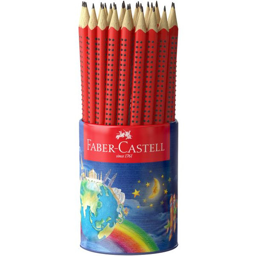 Faber-Castell Junior Grip Graphite Pencil 2B Red Barrel, Tin Cup of 50