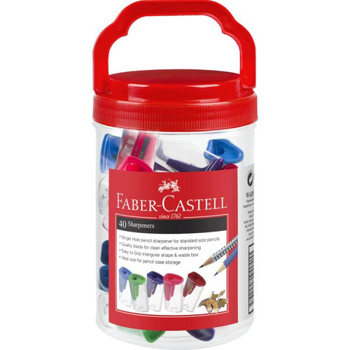 Faber-Castell Single Hole Sharpener with Catch, Apple Assorted Colour, Each