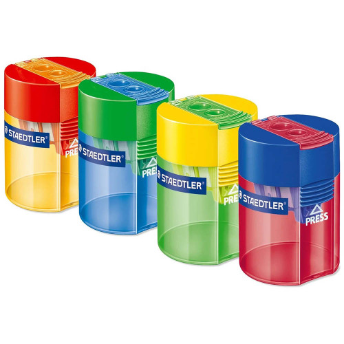 Staedtler 512 Double Hole Tub Sharpener with Cover in Assorted Colours, Each