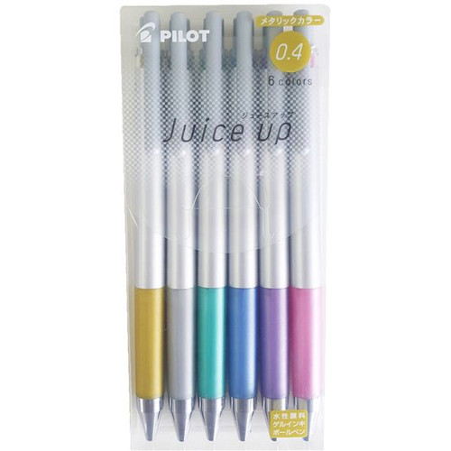 Pilot Juice Up Metallic Gel Pen Retractable 0.4mm Assorted Colours Wallet of 6