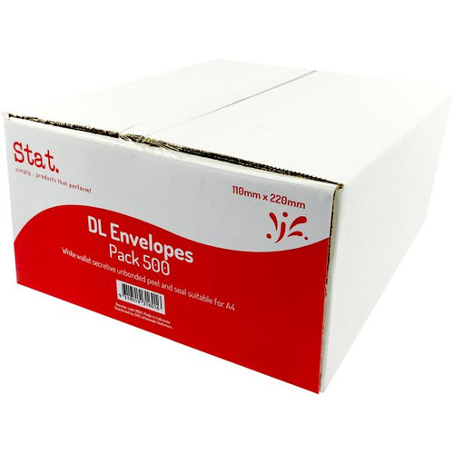 Stat Peel And Seal Envelope DL Secretive White Pack of 500 ** ETA 30/6/2024 **