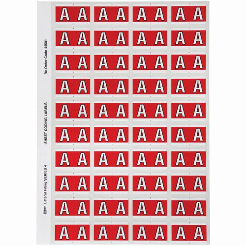 AVERY ALPHABET CODING LABEL A SIDE TAB 25X42MM RED Pack of 240