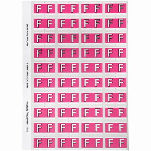 AVERY ALPHABET CODING LABEL F SIDE TAB 25X42MM PINK PACK