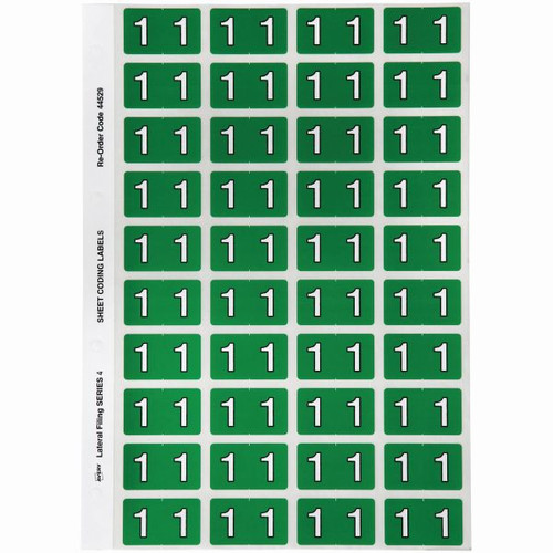 AVERY NUMERIC CODING LABEL 1 Side Tab 25x42mm Green 44529(6 Sheets-240 labels)