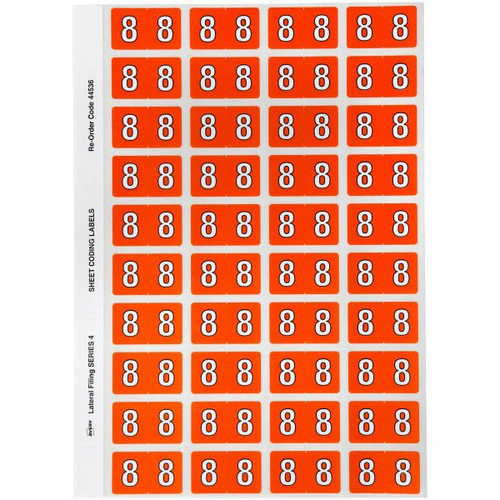 Avery Numeric Coding Label 8 Side Tab 25x42mm Orange Pack of 240