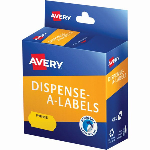 Avery Dispenser Label 26x16mm Price Yellow Pack of 250