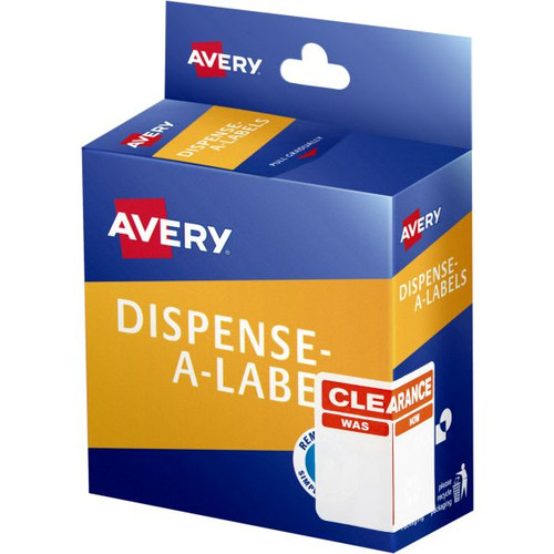 Avery Dispenser Label 60x40mm Clearance Was/Now Red Pack of 100