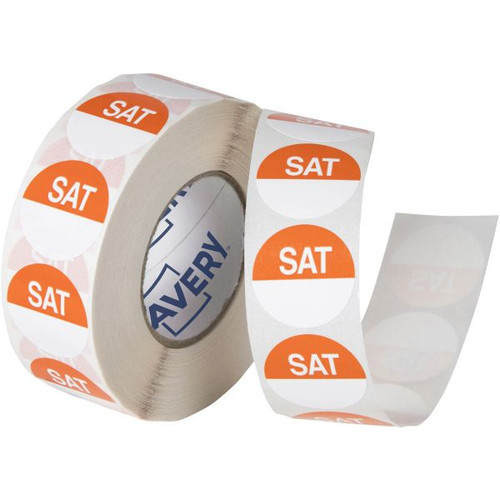 SATURDAY ROUND LABELS ORANGE 24MM 1000/ROLL