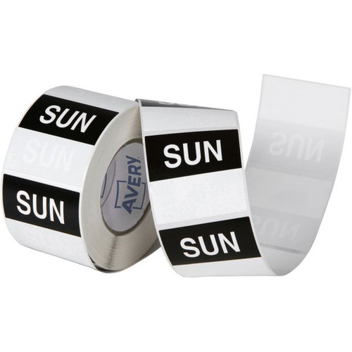 SUNDAY SQUARE LABELS BLACK 40MM 500/ROLL