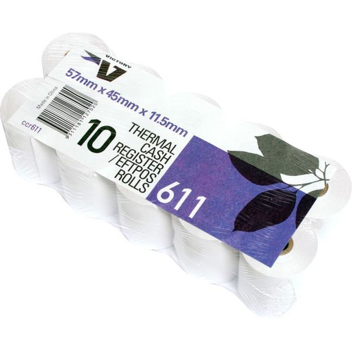 Victory Paper Thermal Roll 57x45x12mm 1 Ply Pack of 10 (194925)