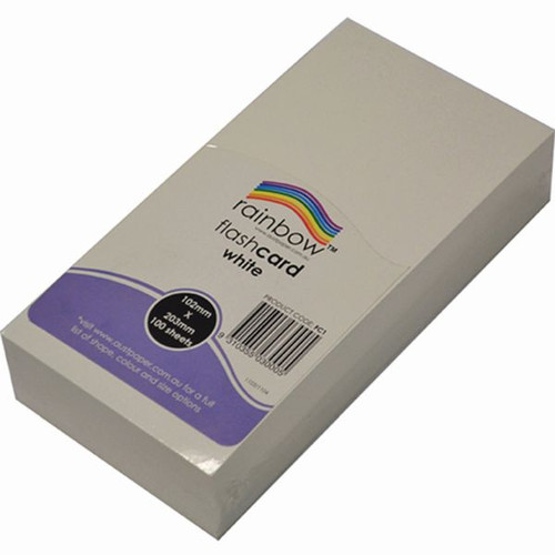 Rainbow Flash Card 300gsm 203mmx102mm White 100 Sheets