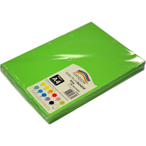 RAINBOW SPECTRUM BOARD 200GSM - A4 LIME PK100