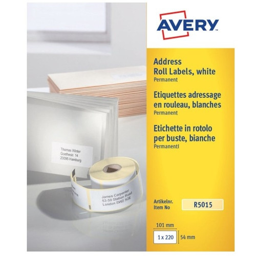 Avery R5015 Personal Printer Address Labels
101 x 54 mm Thermal Permanent