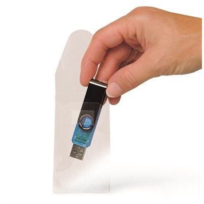 3L Self-adhesive USB Pockets Clear, 10 Pack (10250)
