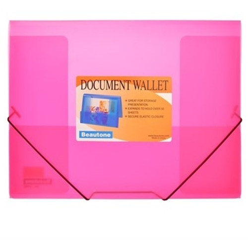 Bantex Cool Frost Transparent Document Wallet PP A4 Elastic Closure Red