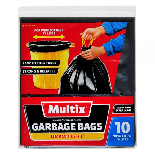 MULTIX RUBBISH BAGS 10'S WITH STRING
76 Litre